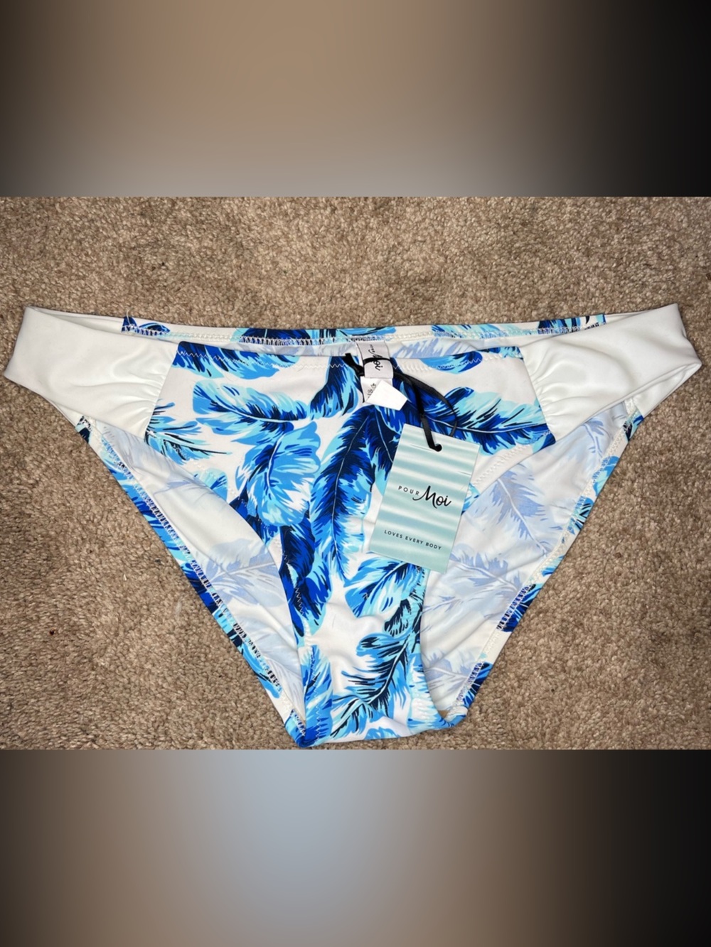 Pour Moi Blue Leaf Print Bikini Bottom